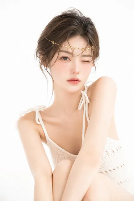 Japanese magazine style champagne white portrait