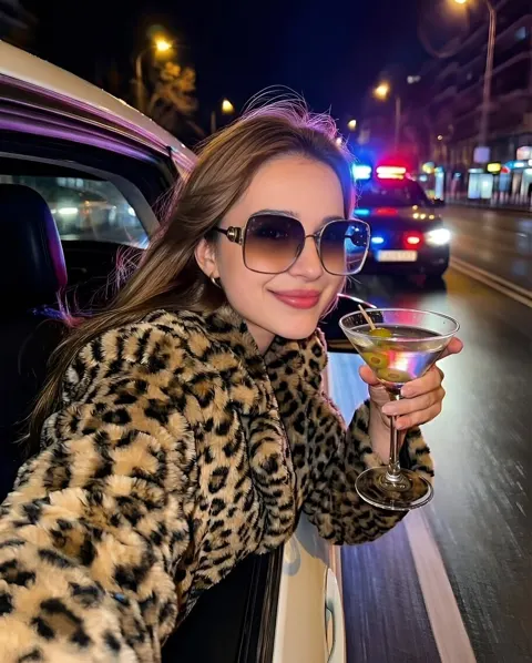 Luxury fashionista neon car night