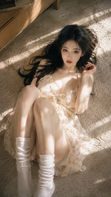 Japanese film style chinese influencer floral dress