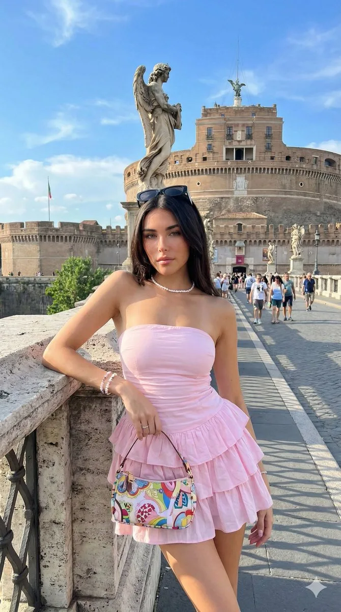 Roman angel bridge pink summer — After