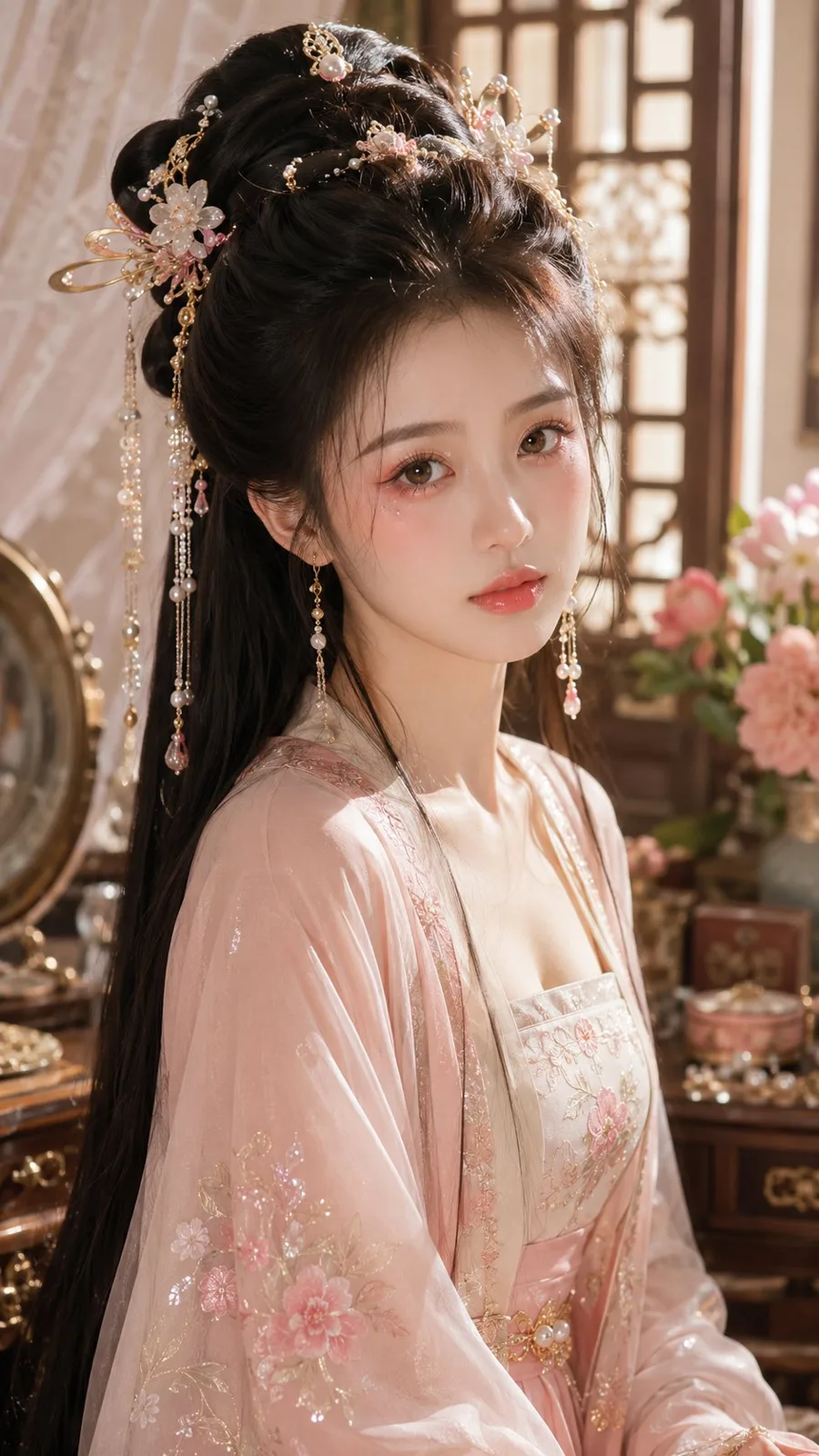 Ancient chinese noblewoman water glow makeup closeup — Sonra