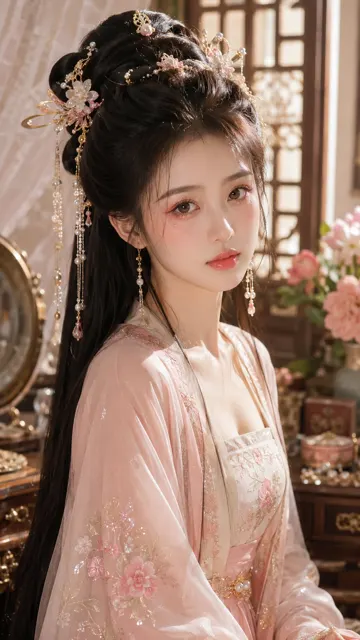 Ancient chinese noblewoman water glow makeup closeup