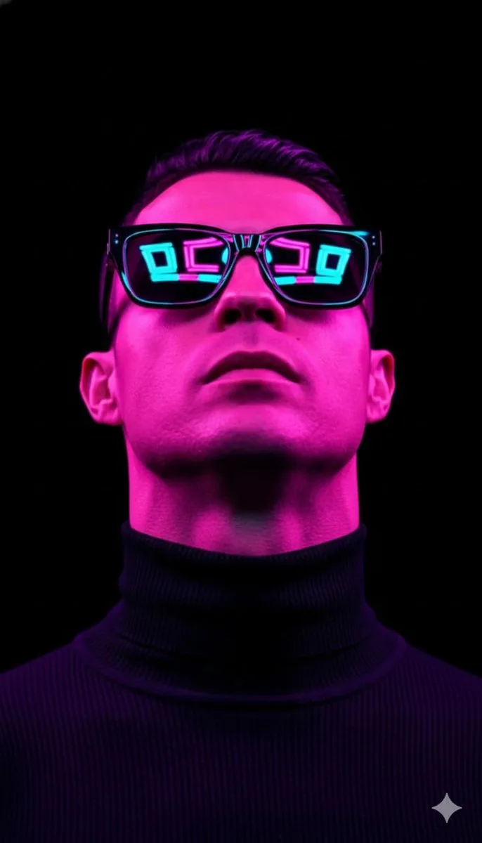 Cyberpunk neon sunglasses portrait — After