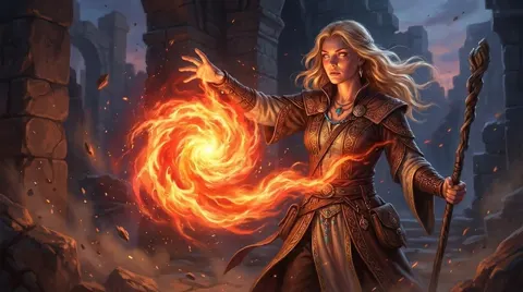 Blonde witch fireball