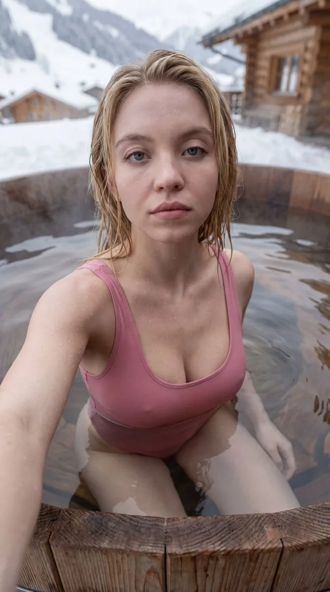Twilight snow spa selfie — After
