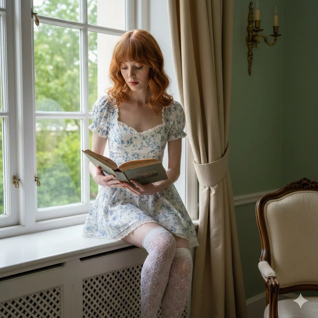 Afternoon window reading redhead — After