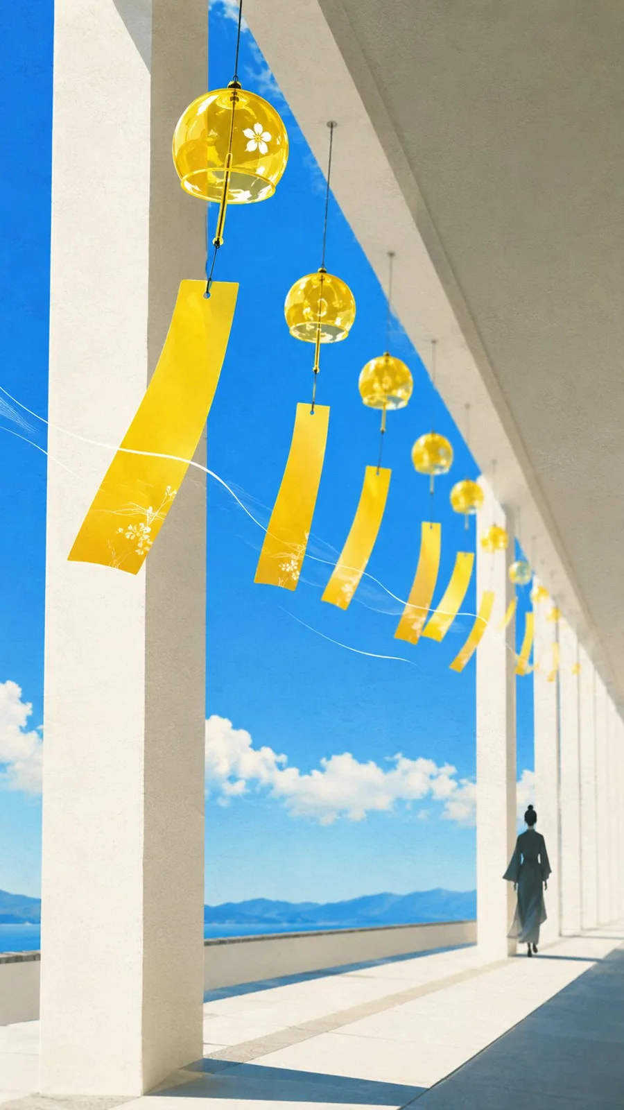 Oriental zen minimalist corridor wind chime poster — After