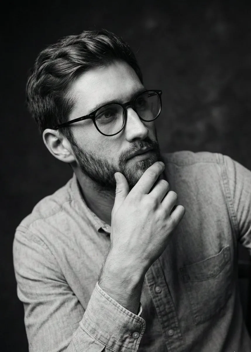 Dramatic lighting contemplative portrait — Sonra