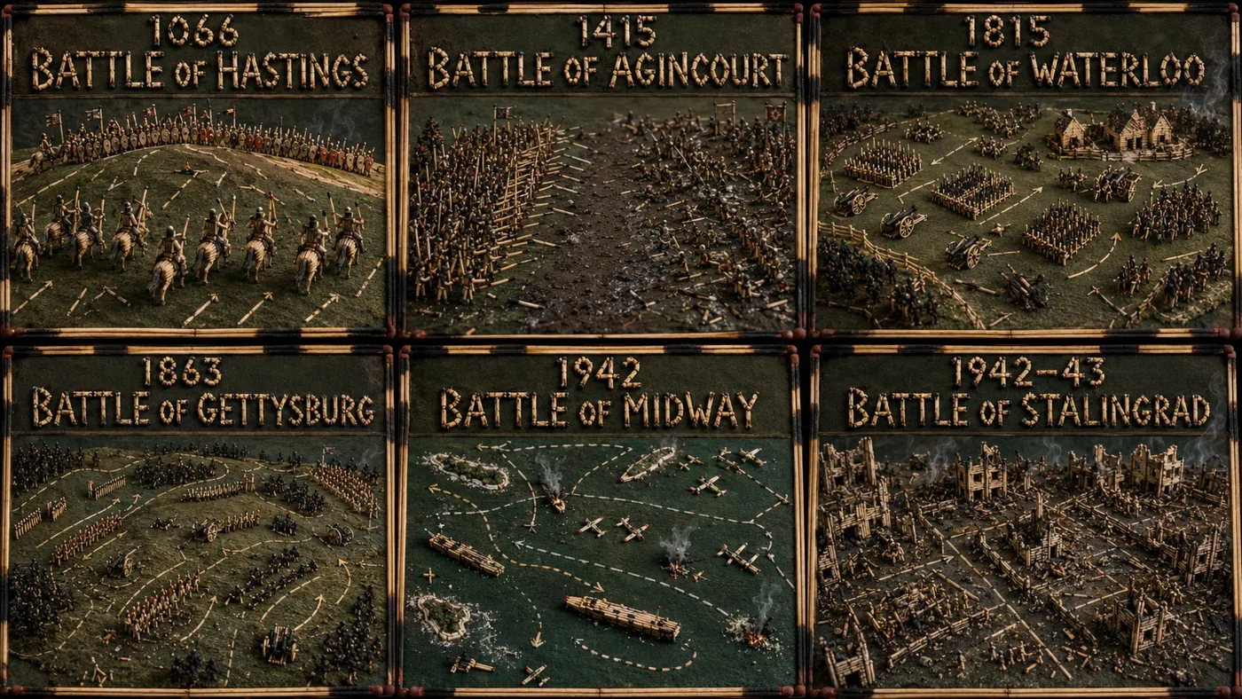 Historic battles matchstick diorama grid — After