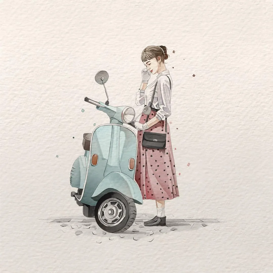 Delicate watercolor fashion illustration tree — Sonra