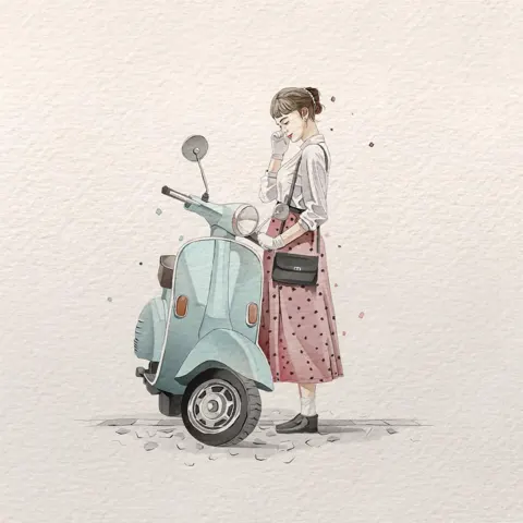 Delicate watercolor fashion illustration tree