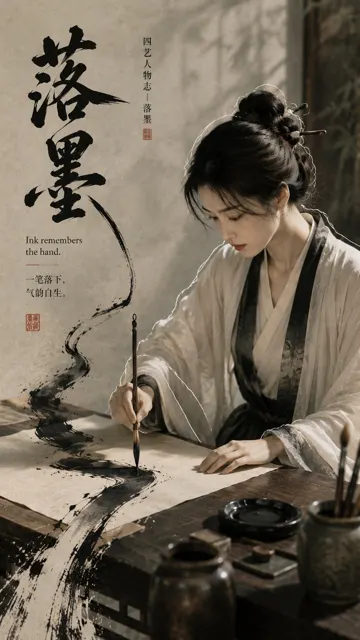 Oriental character editorial poster prompt