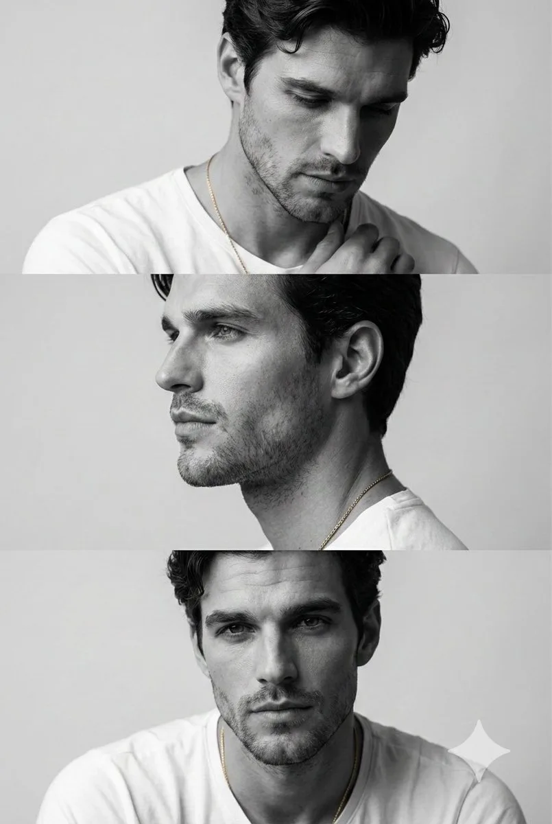 Minimalist bw mens fashion triptych — After