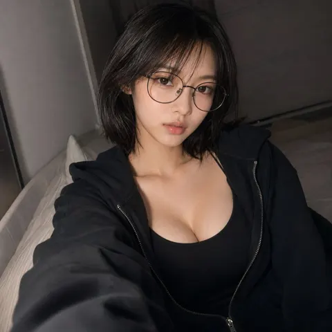 Korean apartment minimalist late night selfie