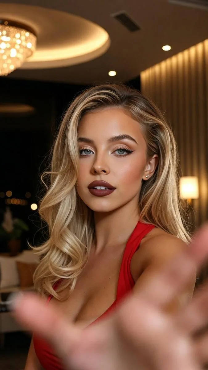 Luxury night blonde red dress — Sonra