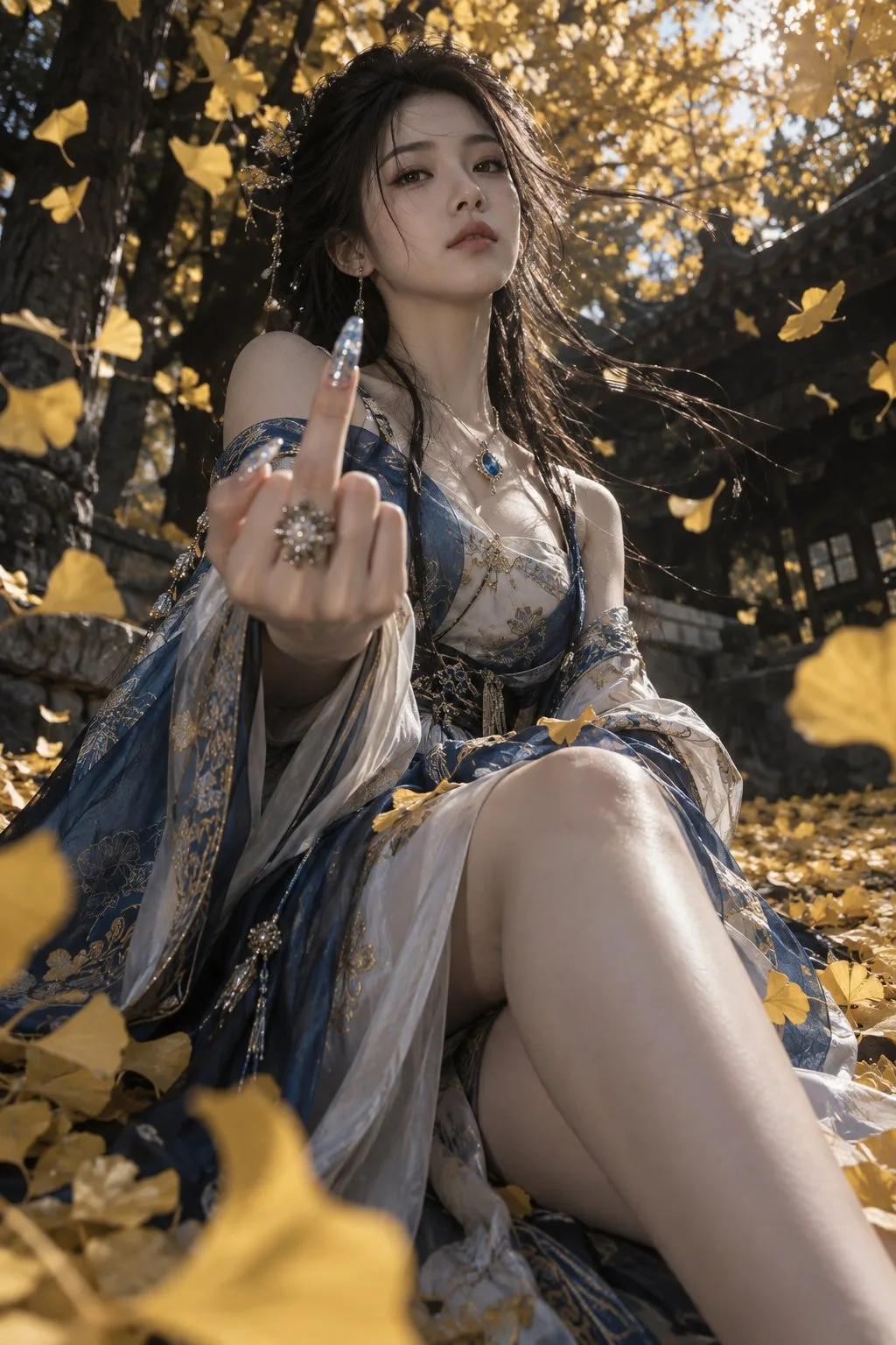 Ethereal east asian woman ginkgo noir photography — Sonra