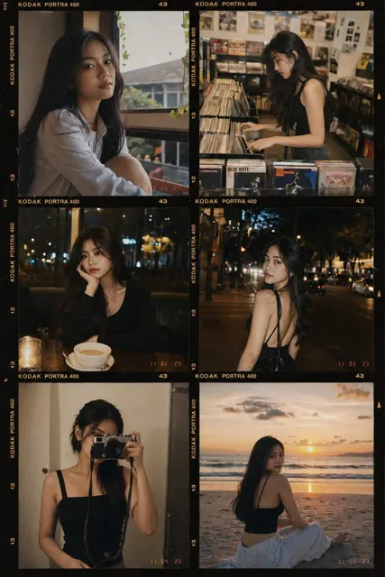Indonesian woman vintage 35mm film collage kodak portra 400