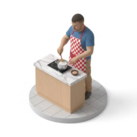 Minimal white isometric 3d miniature figurine
