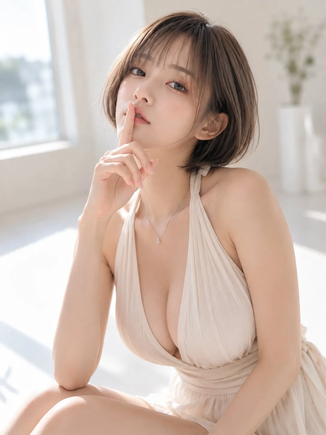 Woman finger touching lips portrait photography — Sonra