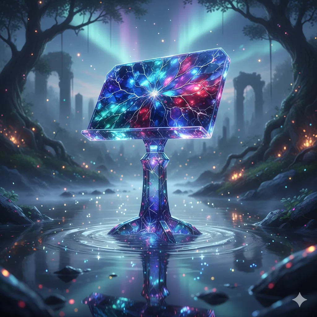 Dreamy waterfront crystal music stand — After