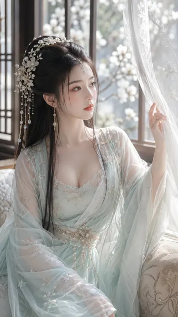 Tang style xianxia noble boudoir beauty portrait