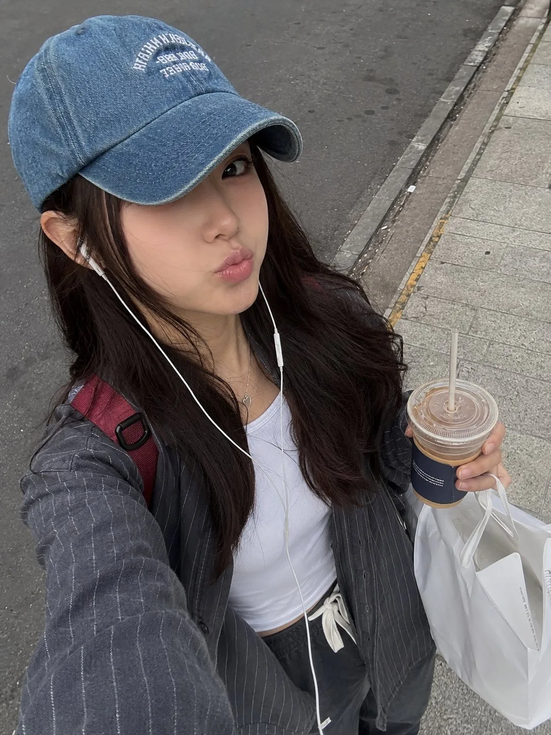 Photorealistic candid street style female selfie — After