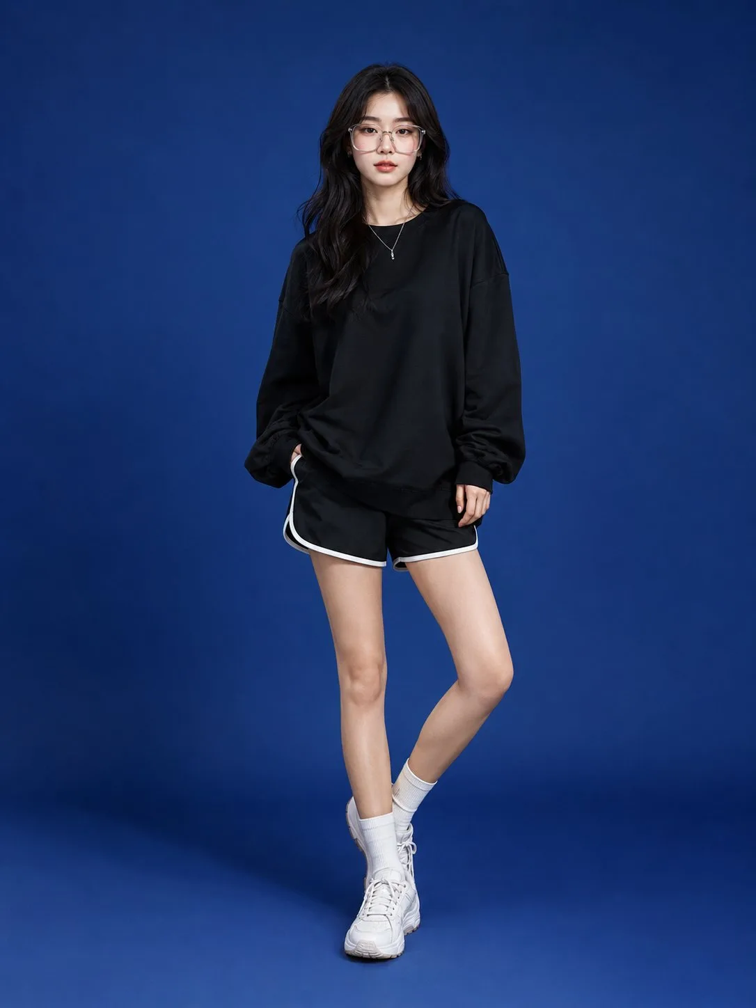 Minimalist streetwear east asian woman portrait — After
