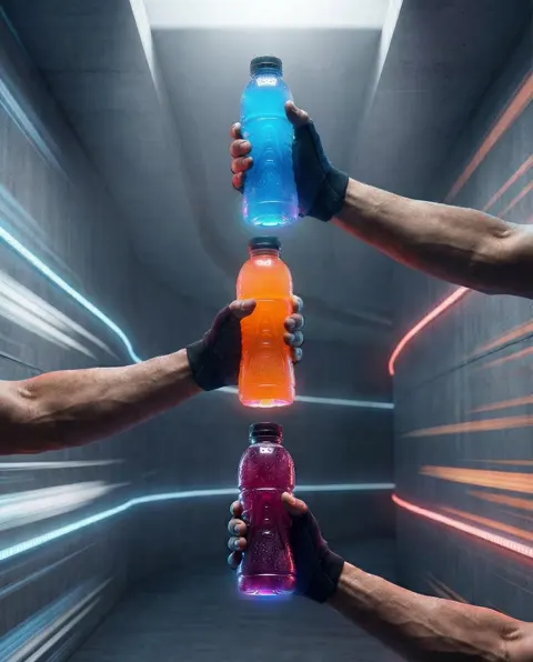 Neon cyberpunk sports drinks