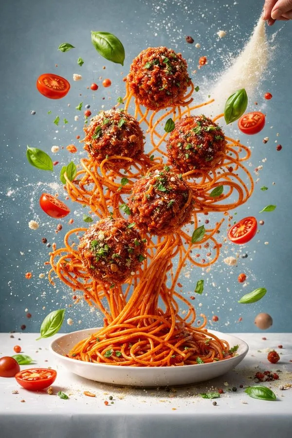 Spaghetti meatballs vertical lift — Sonra