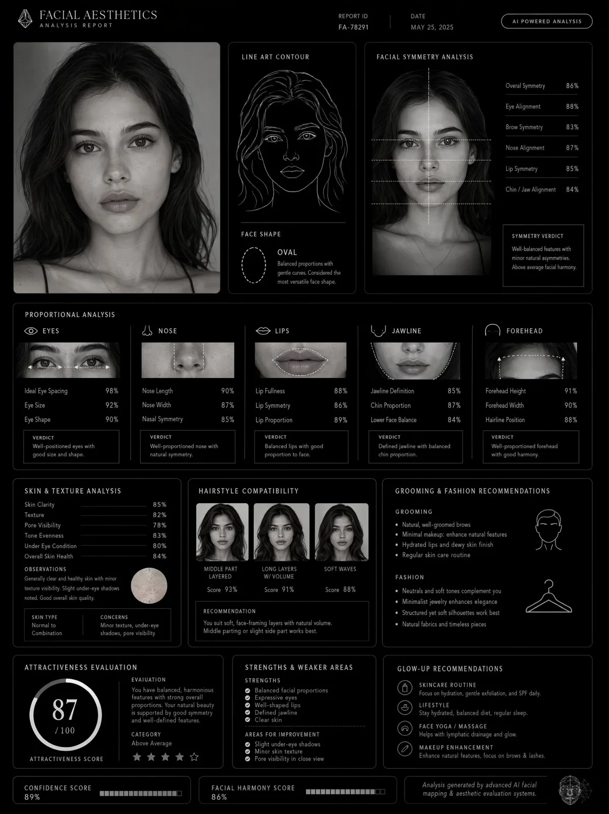 Luxury facial aesthetics analysis report — Sonra