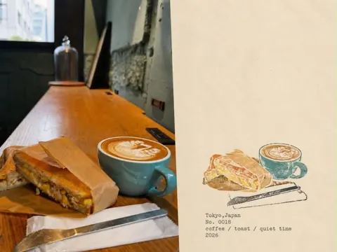 Japanese cafe memory journal editorial style