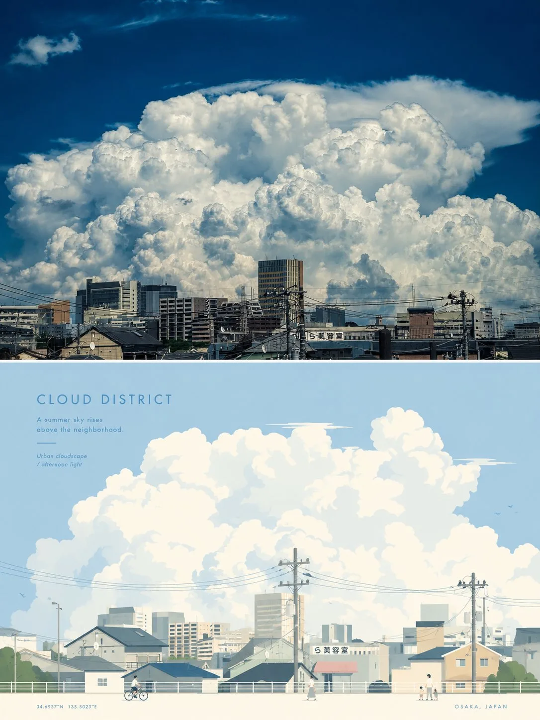Premium minimalist travel poster split composition — Sonra