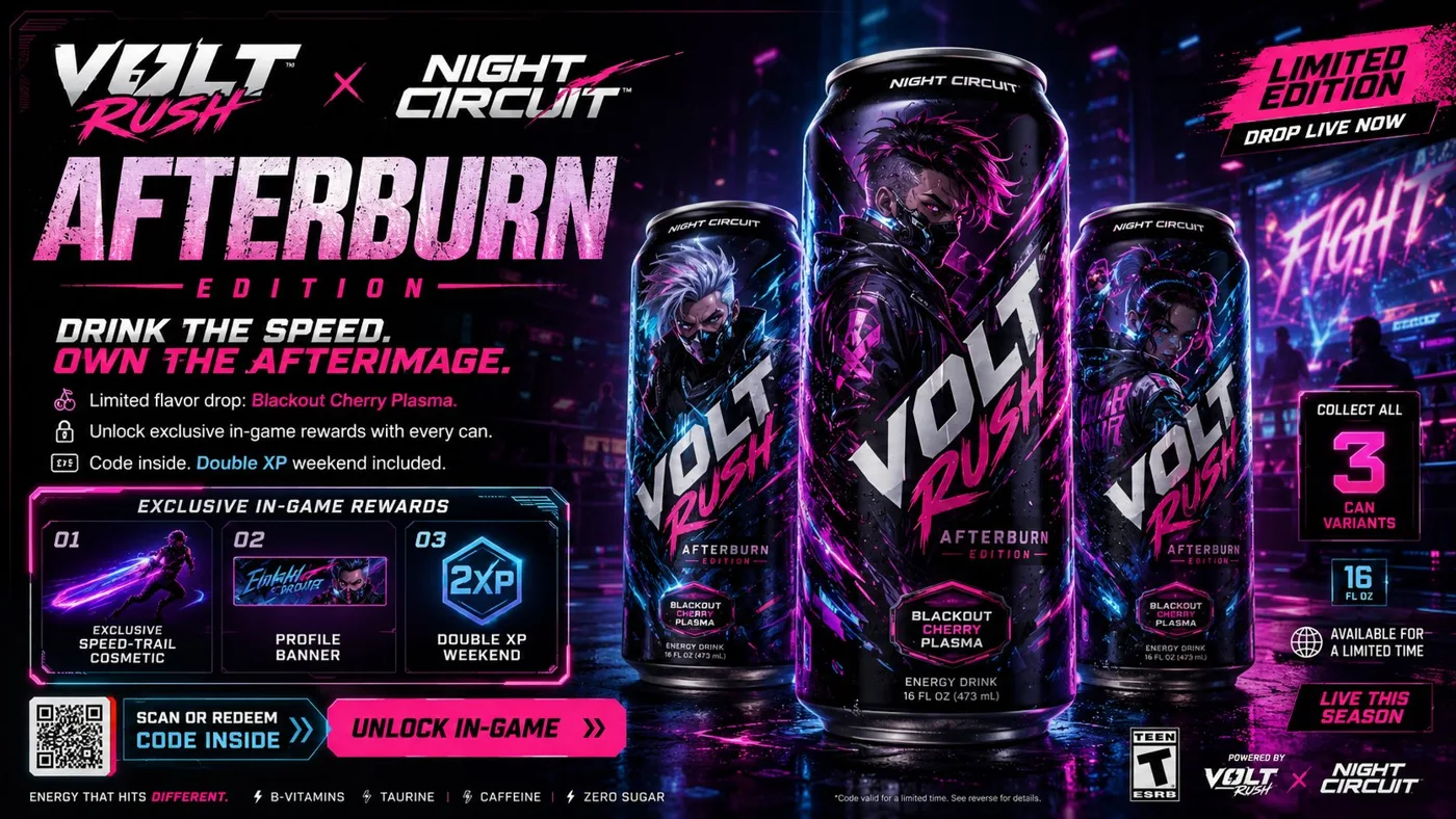 Energy drink game crossover ad prompt — Sonra