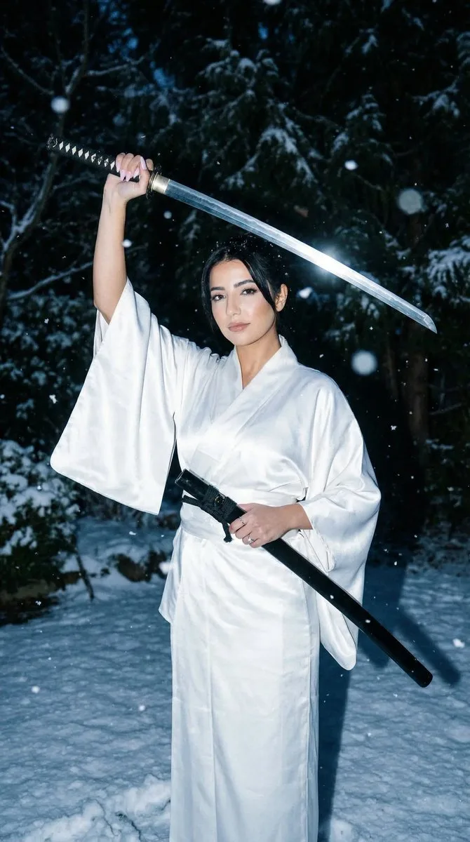 Snow night white blade silent samurai — Sonra