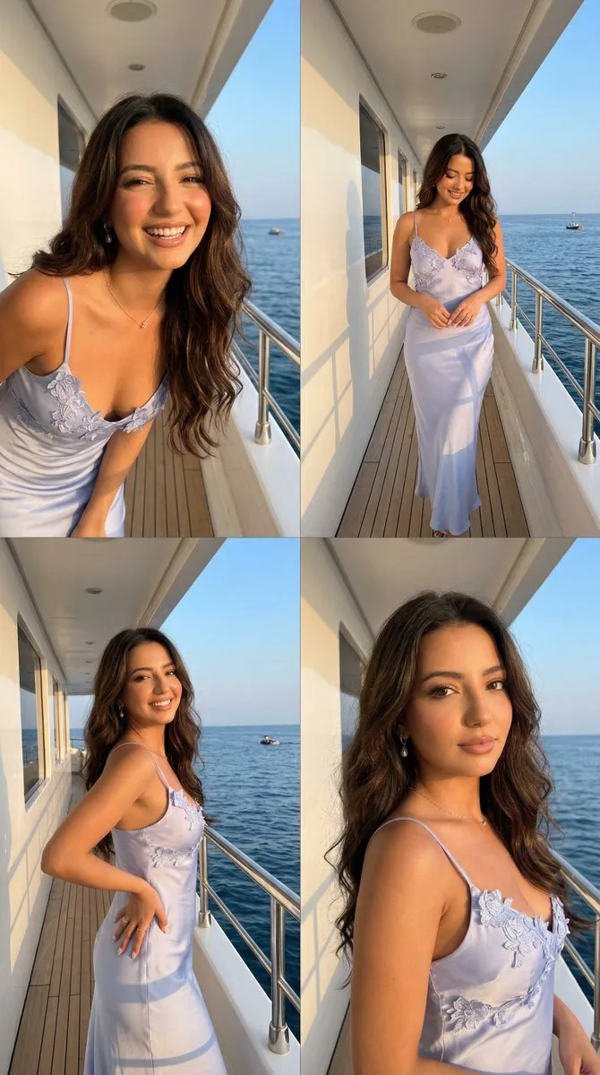 Yacht golden hour satin beauty — After
