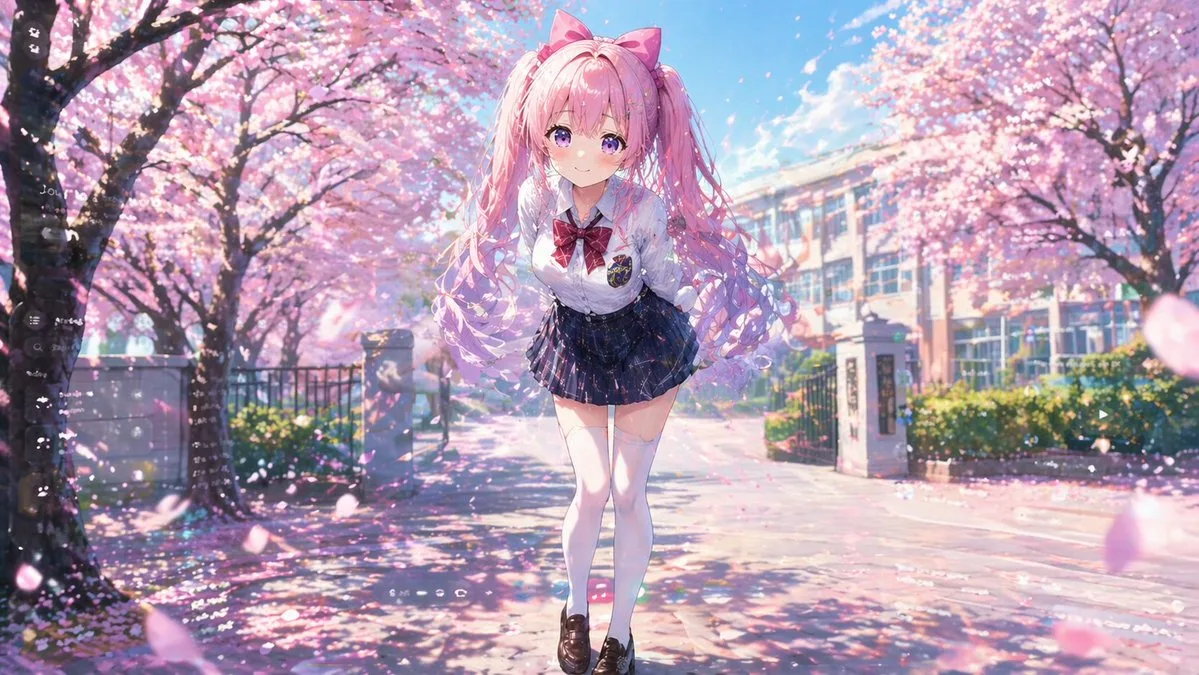 Cherry blossom twin tails girl — After
