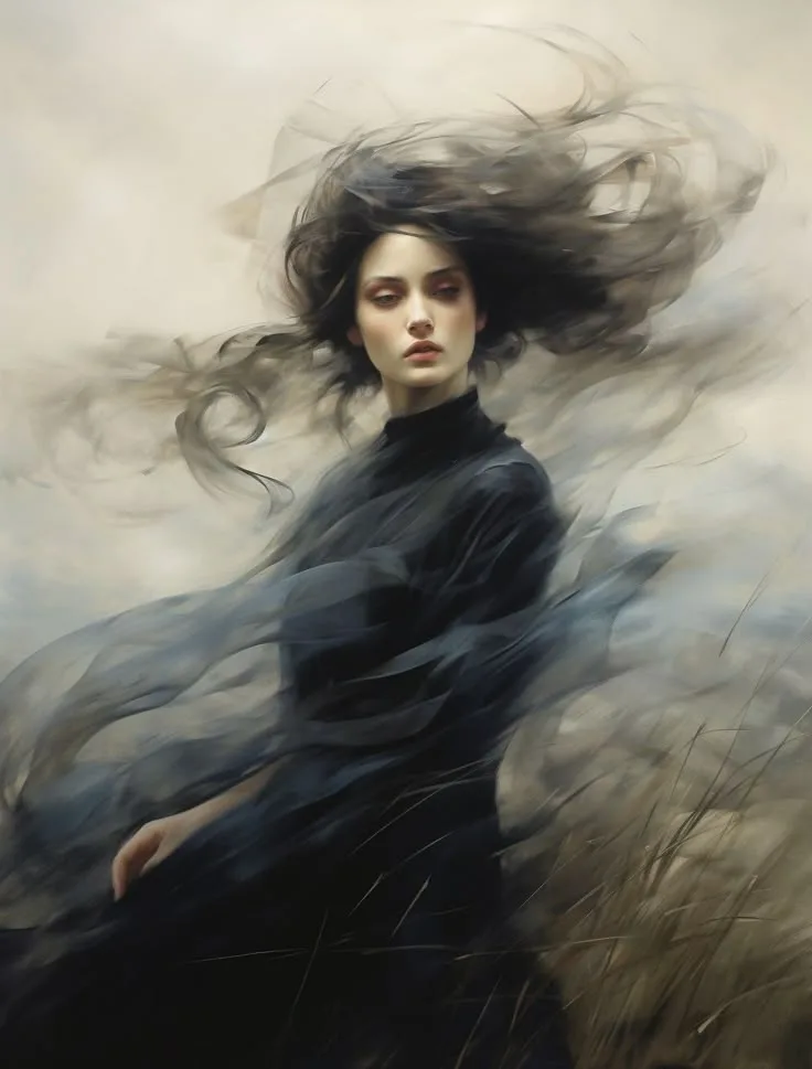 Gothic girl wind portrait — Sonra