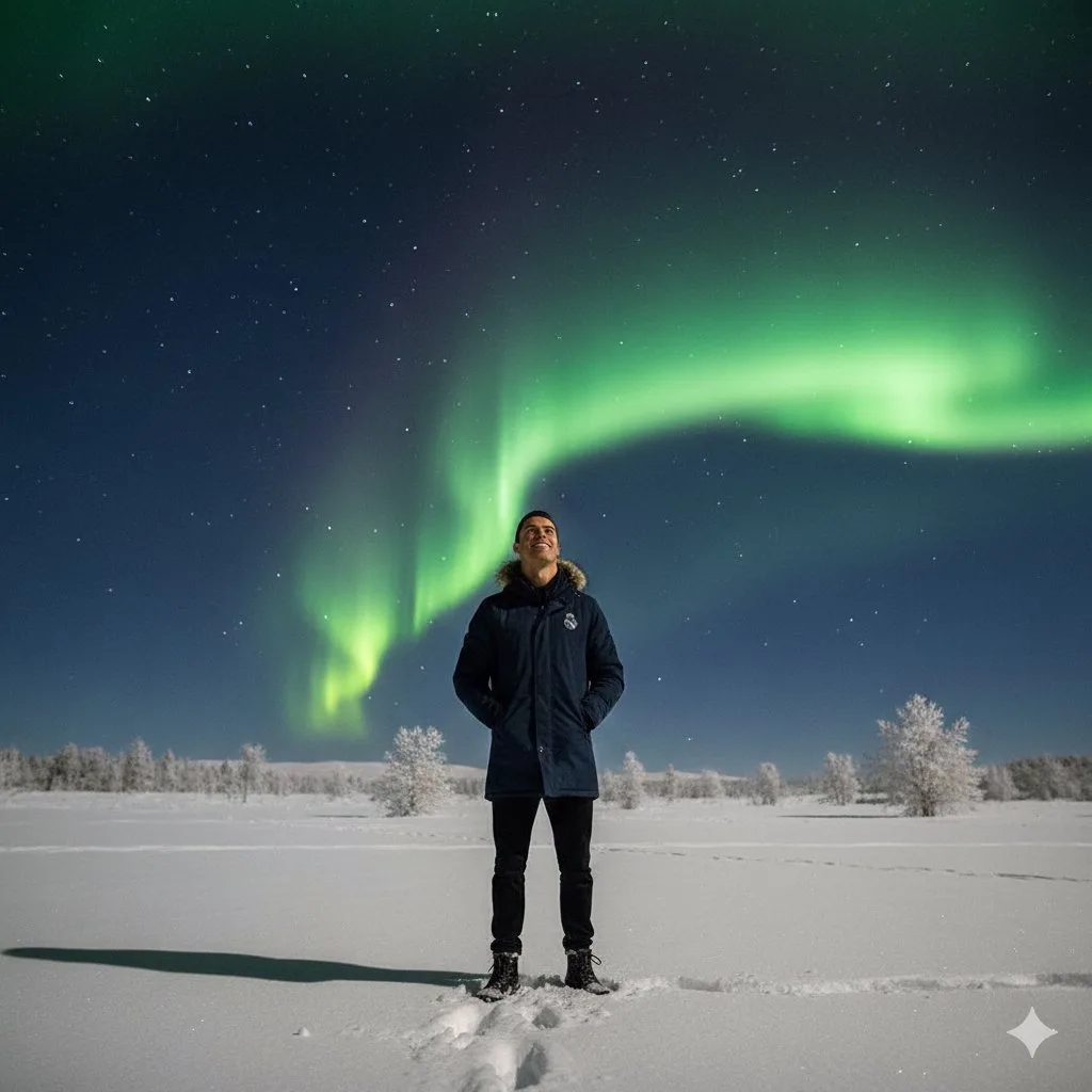 Aurora borealis snowy portrait — Sonra