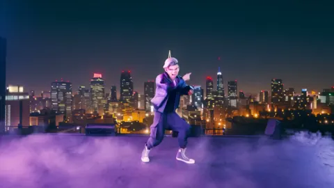 Neon k hip hop rooftop stage