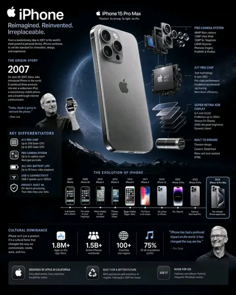 Iphone evolution tech infographic