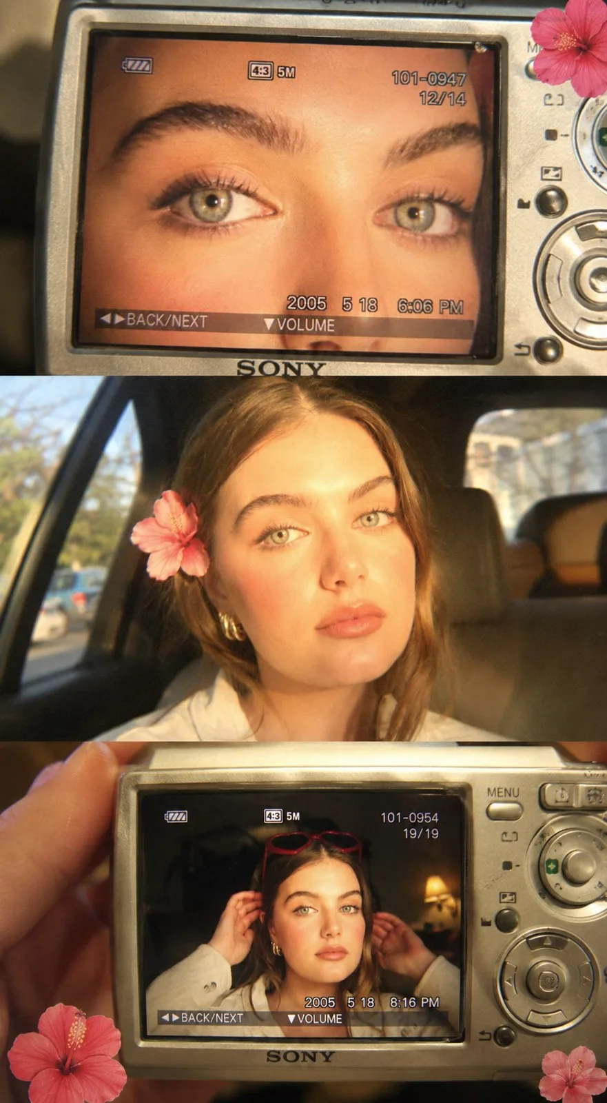 Early 2000s digicam aesthetic collage prompt — Sonra