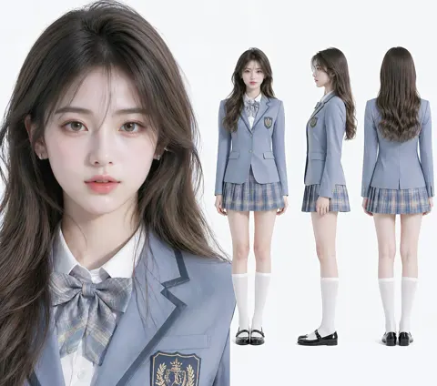 Cold senior sister academic uniform three views