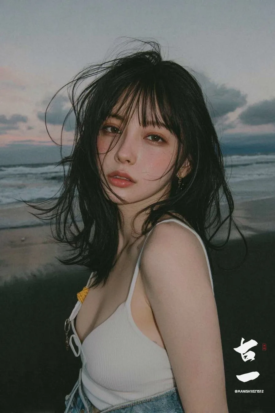 女子海边电影风格肖像照 — Sonra