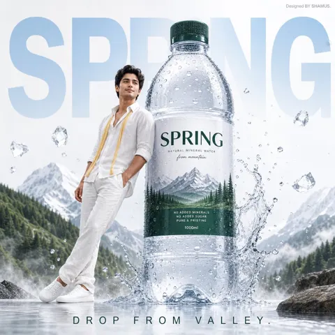 Premium mineral water advertising poster spring