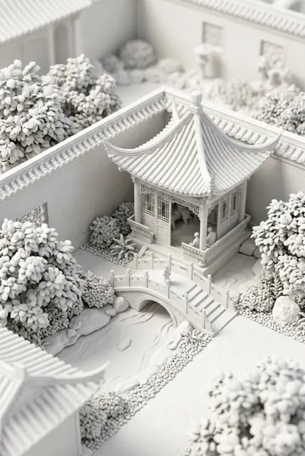 White clay chinese garden