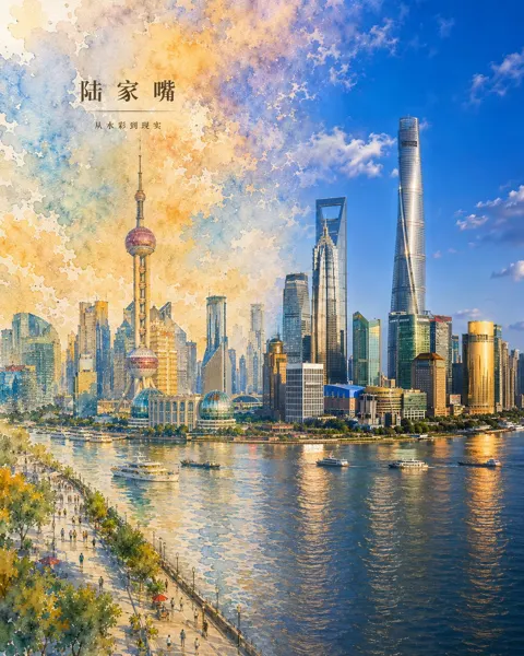 City impression watercolor to reality poster