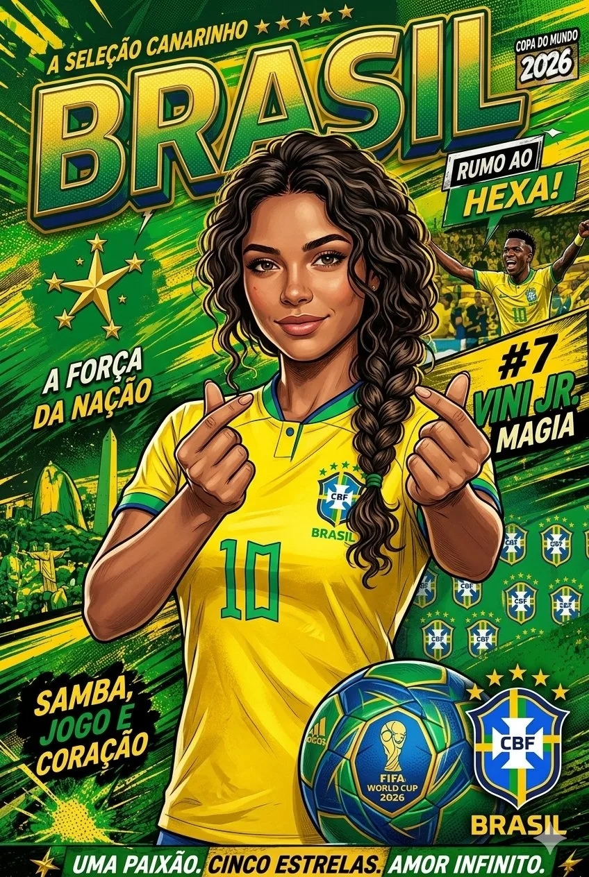 Brazil world cup vibrant comic book poster — Sonra