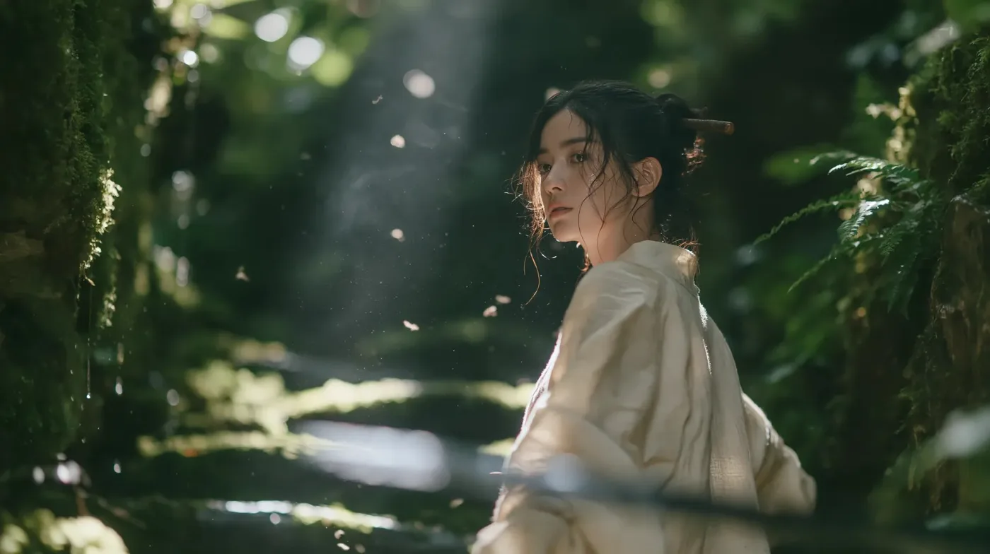 Ultra realistic oriental ancient cinematic forest portrait — After