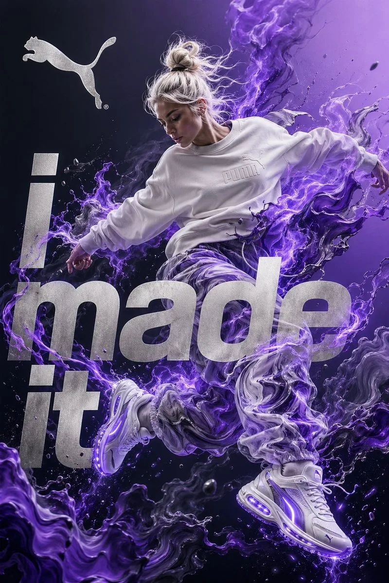 Electric violet leaping athlete — After