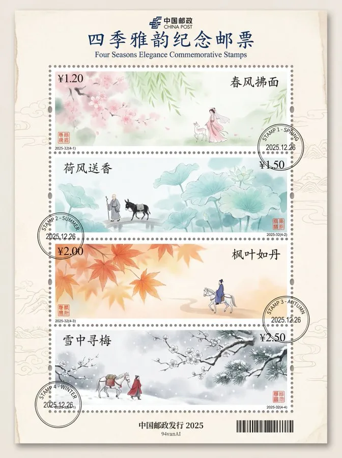 中国水墨画风格邮票 — After